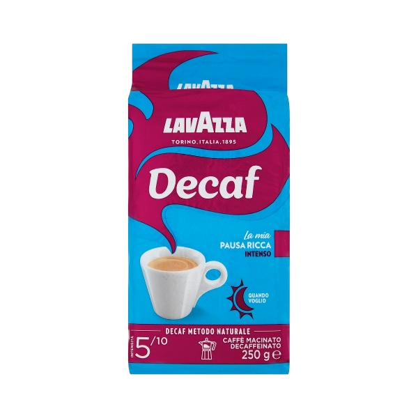 LAVAZZA COFFEE GROUND DECAFFEINATED DEK DECAF INTENSO 250 GR