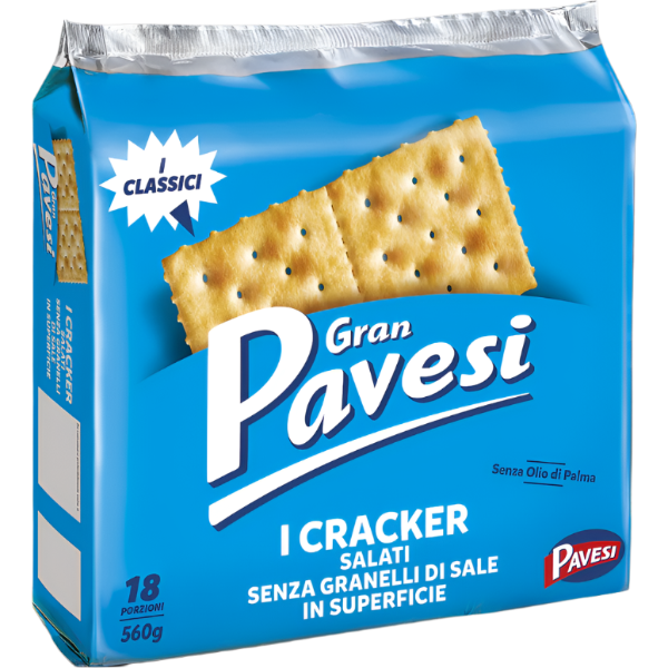 PAVESI CRACKERS BLUE WITHOUT SALT X18 560 GR