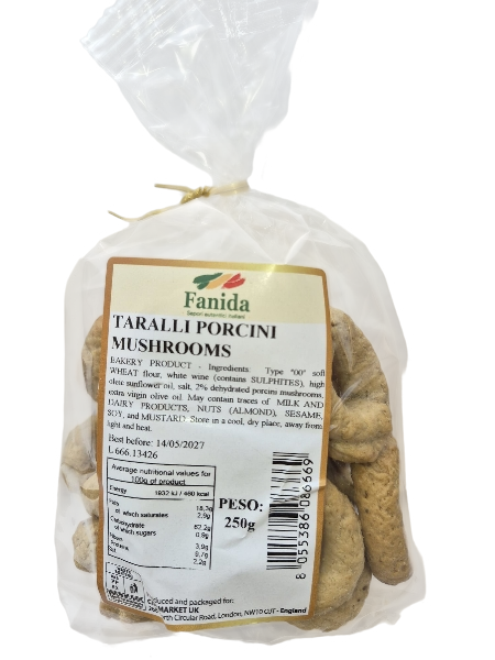 FANIDA TARALLI PORCINI MUSHROOMS WITH EXTRA VIRGIN OLIVE OIL 250 GR