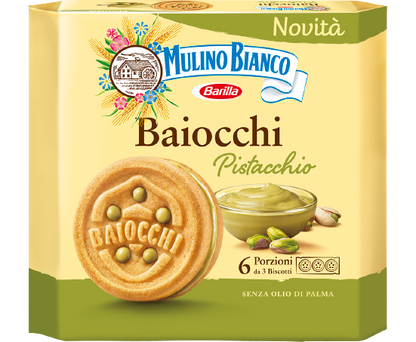 MULINO BIANCO COOKIES BAIOCCHI PISTACHIO MULTIPACK X6 168 GR