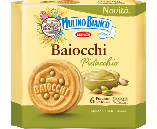 MULINO BIANCO COOKIES BAIOCCHI PISTACHIO MULTIPACK X6 168 GR