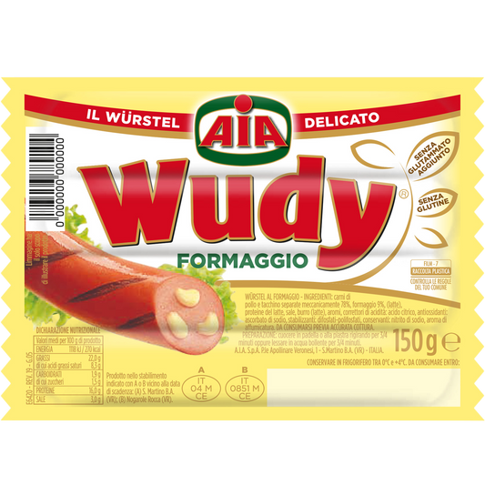 AIA WUDY WURSTEL AL FORMAGGIO 150 GR